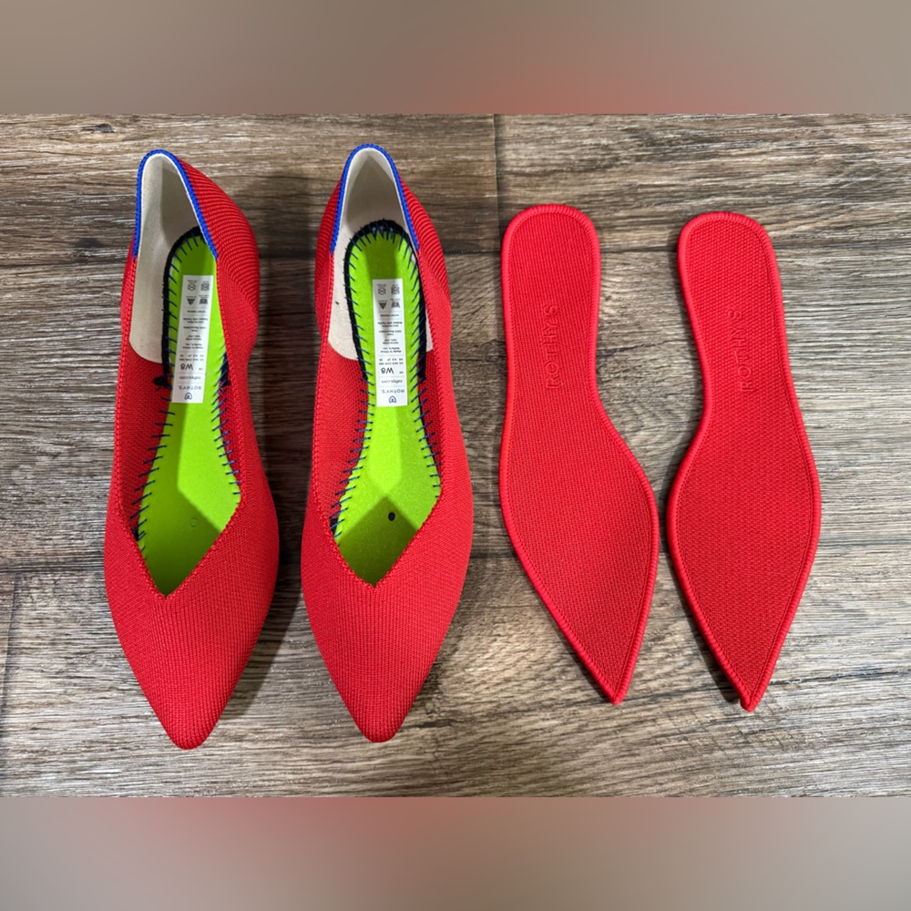 LAST PAIR!! Rothy's Pointy Toe Flat BRIGHT RED NEW SZ 8 - Picture 9 of 13